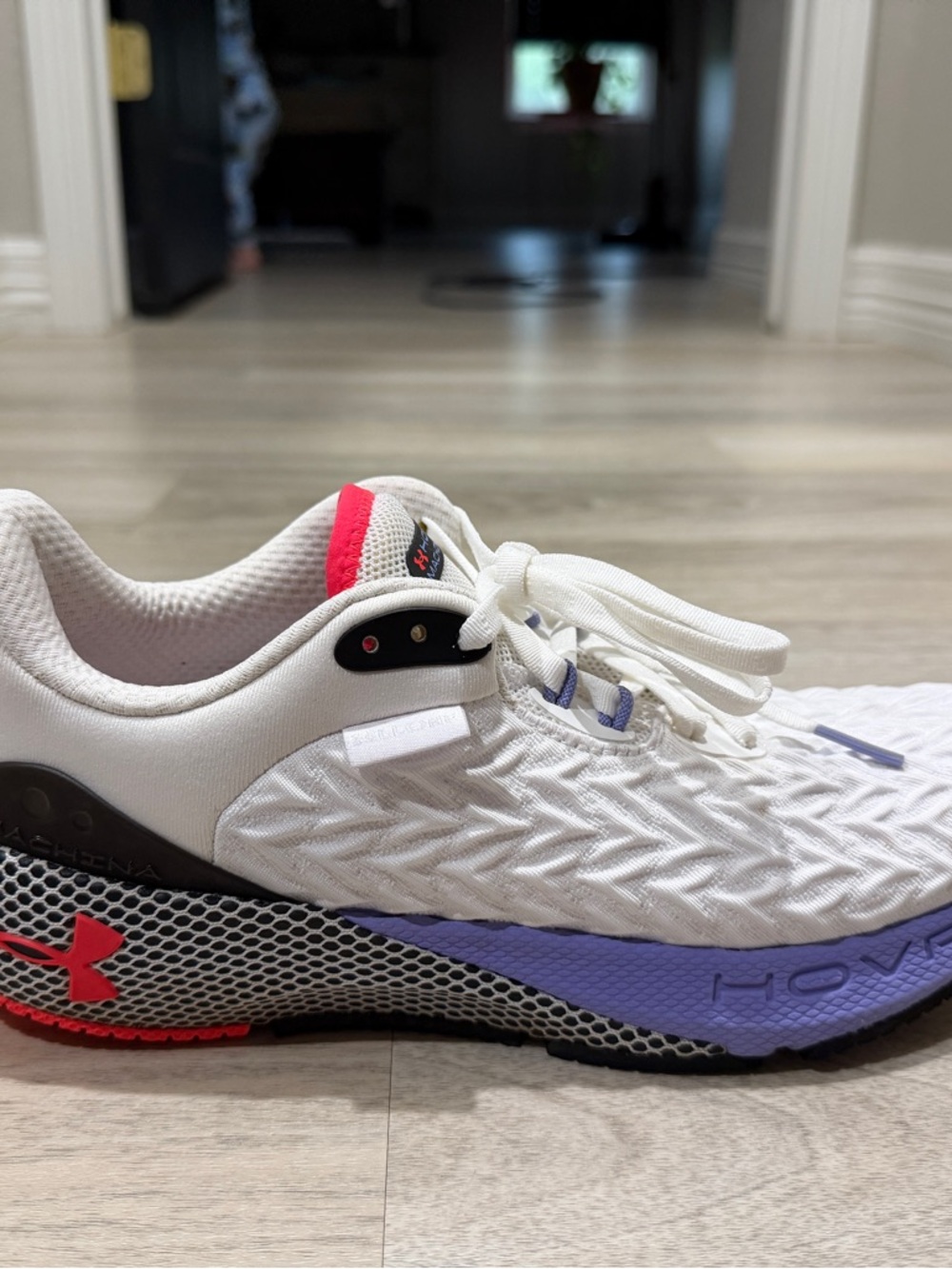 Under Armour White Sneakers with Pink Tongue and Purple Outsole - Picture 6 of 9
